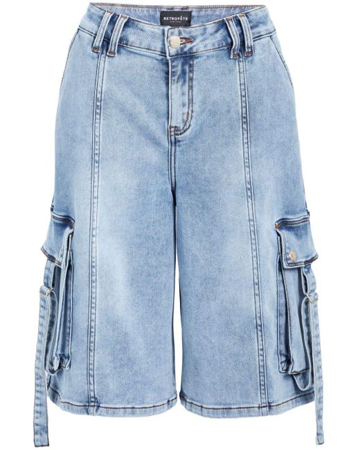 retroféte Blue Jeans-Shorts mit aufgesetzten Taschen