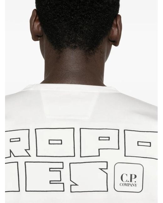 C P Company White Graphic-Print Short-Sleeve T-Shirt for men