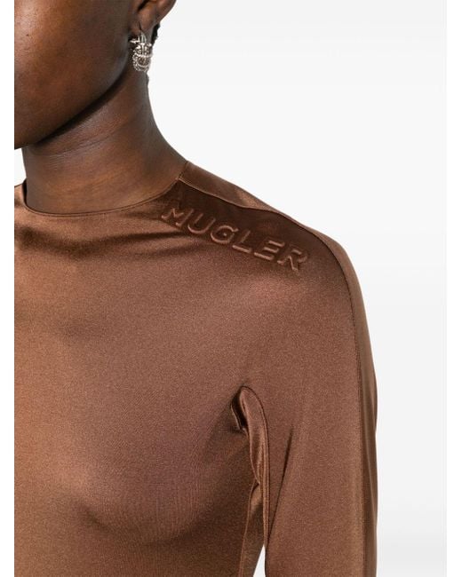 Body con logo 3D bordado Mugler de color Brown