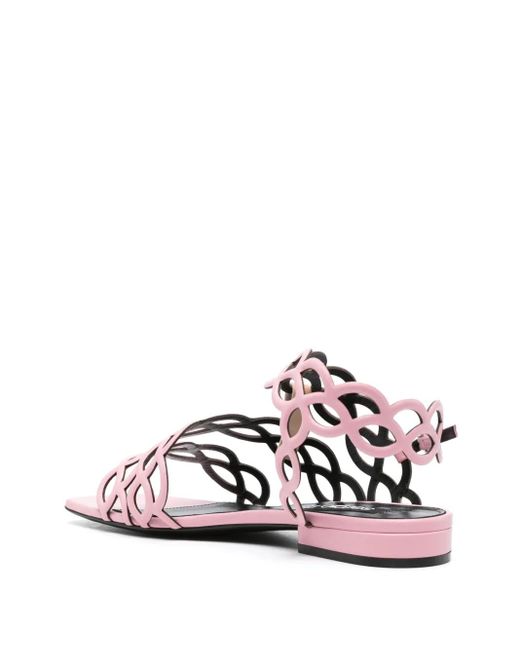 Sergio Rossi Pink Cut-Out Spiral Design Leather Sandals