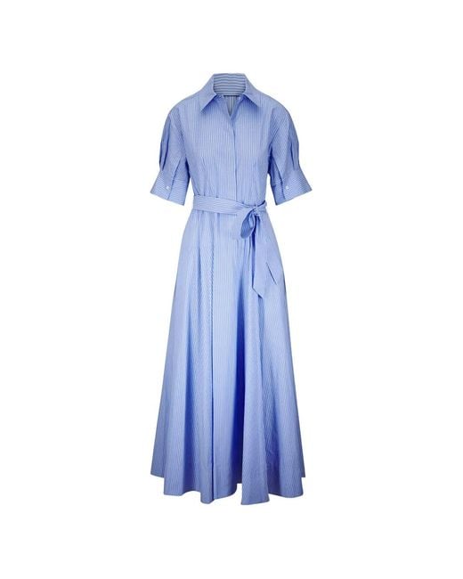 Jonathan Simkhai Blue Striped Belted Dress