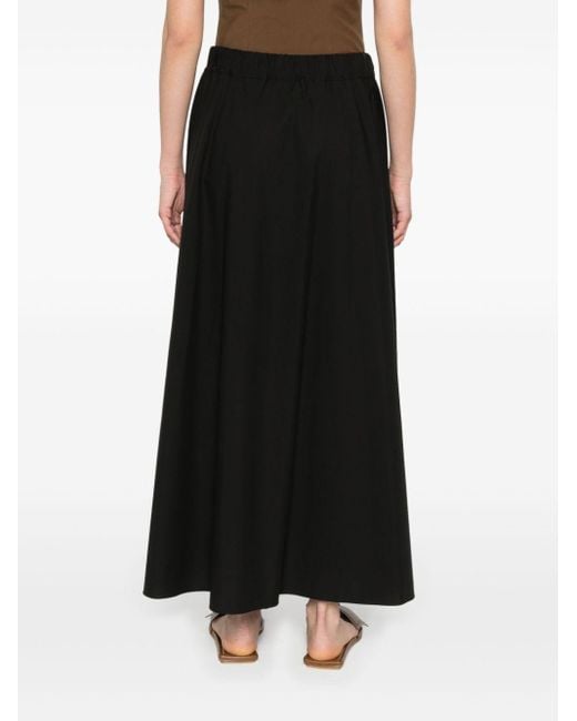 P.A.R.O.S.H. Black Poplin Cotton Midi Skirt