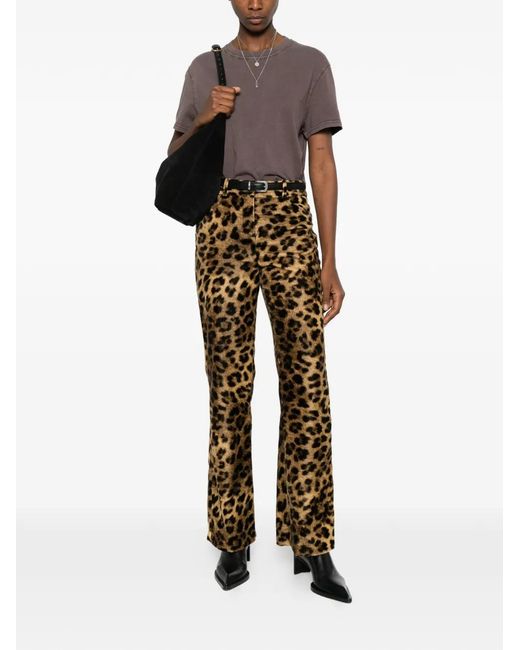 Ba&sh Brown Animal-Print Trousers