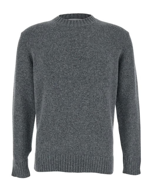Kangra Gray Crew-Neck Wool Sweater for men