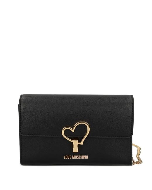 Love Moschino Black Heart-Detail Cross Body Bag