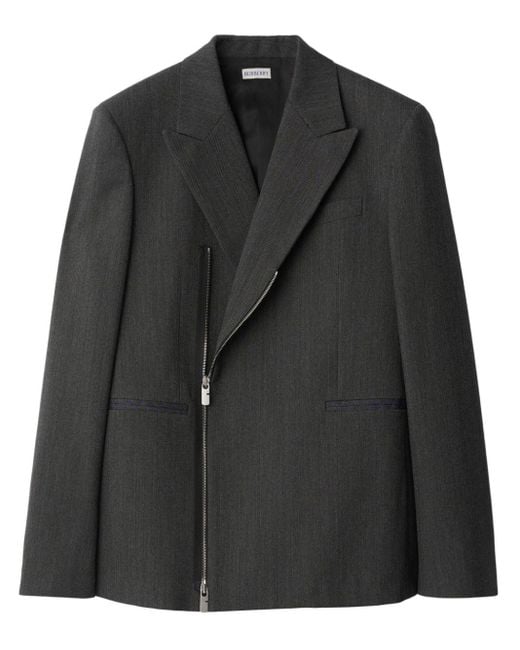 Burberry Black Zip-Up Wool Blazer for men