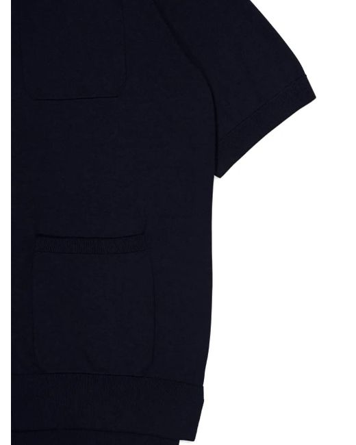 Piacenza Cashmere Blue Patch-Pocket Short-Sleeve Shirt for men
