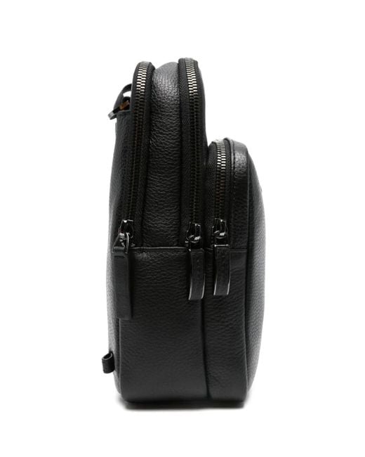 Piquadro Black Logo-Patch Cross Body Bag for men