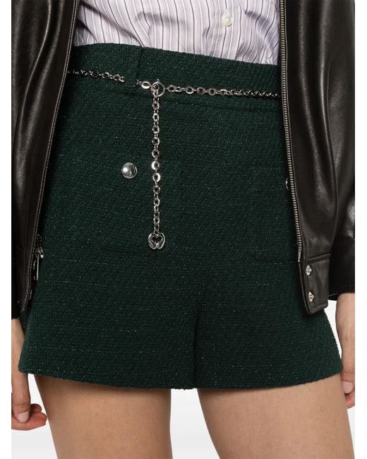 Maje Green Chain-Belt Shorts