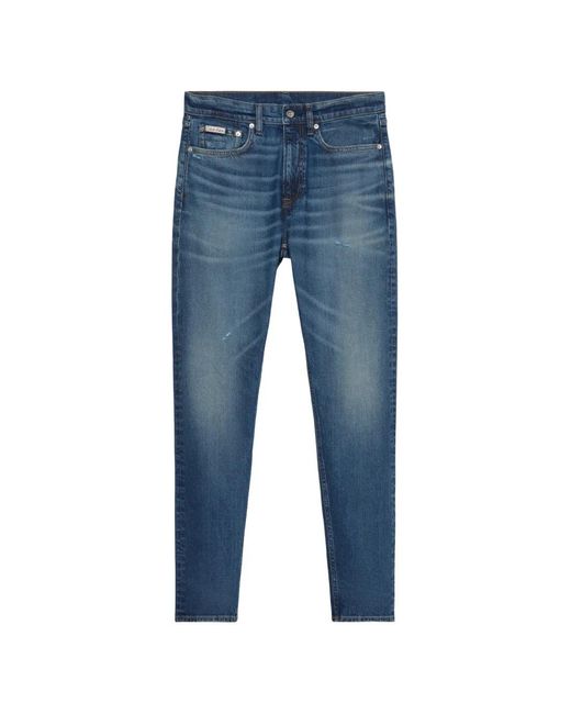 Calvin Klein Blue Distressed Whisker-Effect Jeans for men