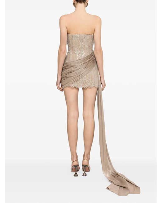 Nissa White Sequin-Detail Lace Mini Dress
