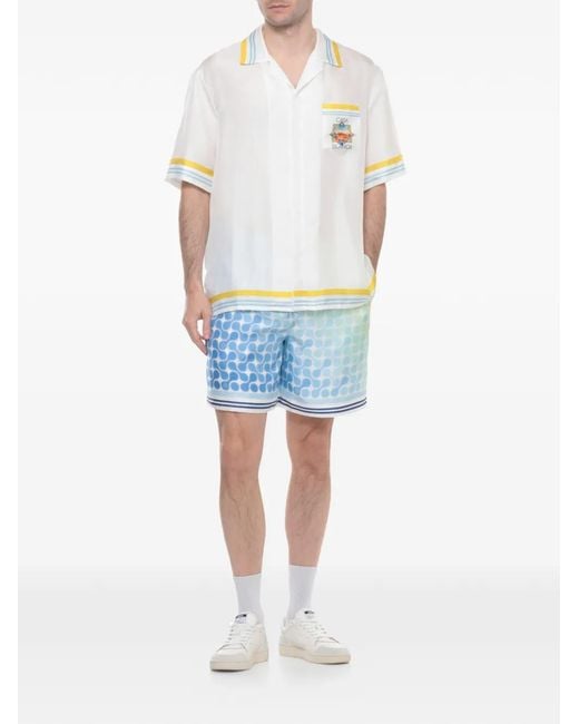 Casablanca Blue Tennis-Tile Pattern Shorts for men