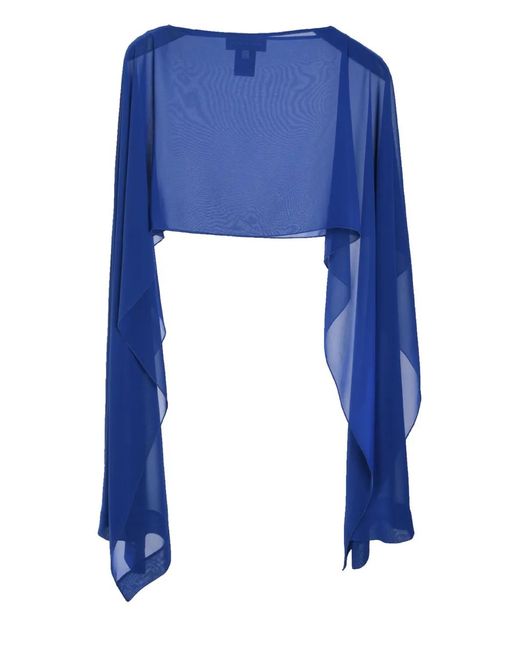 Talbot Runhof Blue Georgette Cape