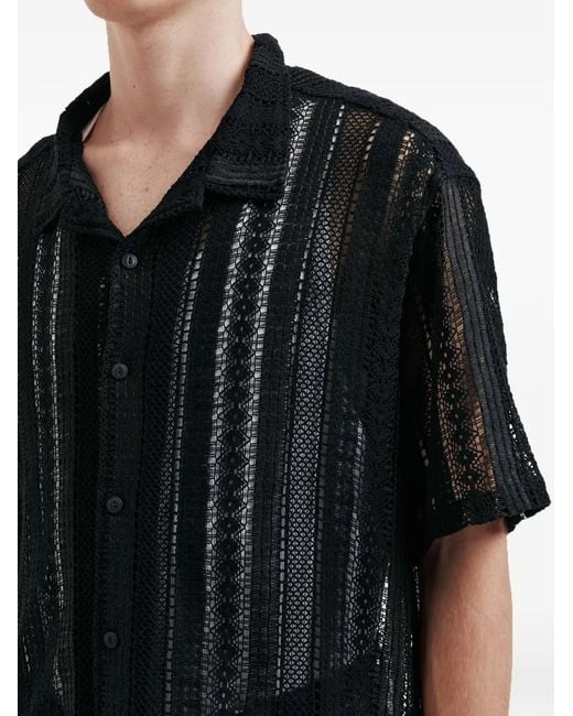 AFTERMATHS Black Buttoned Openwork Shirt for men