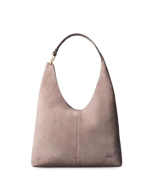Calvin Klein Gray Suede Shoulder Bag