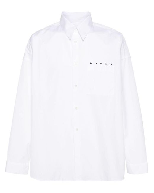 Marni White Boxy Fit Logo Shirt for men