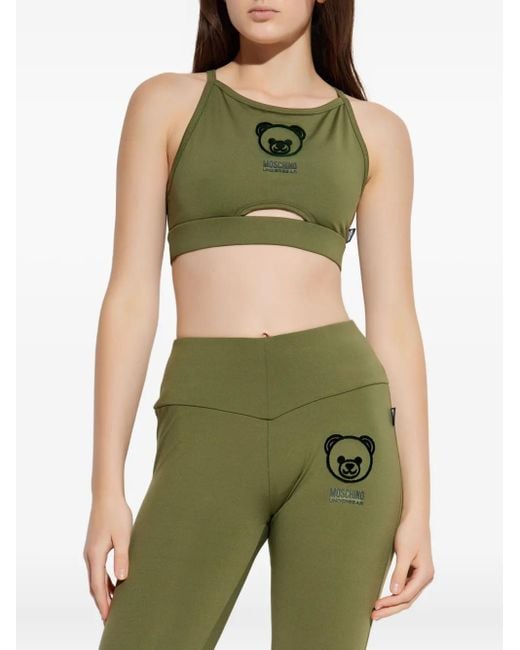 Moschino Green Teddy Bear Crop Top