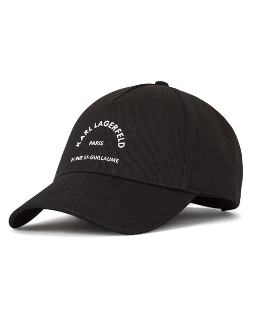Karl Lagerfeld Black Rsg Logo-print Cap