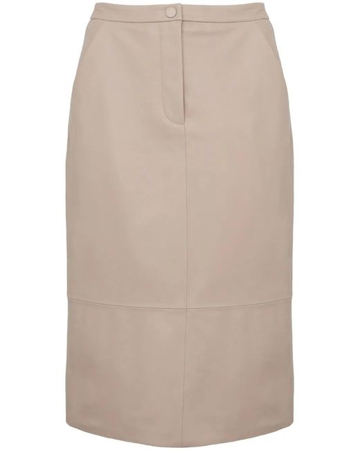Yves Salomon Natural Leather Pencil Skirt