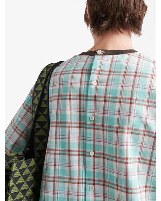 Prada Blue Zigzag-Trim Cotton Shirt for men