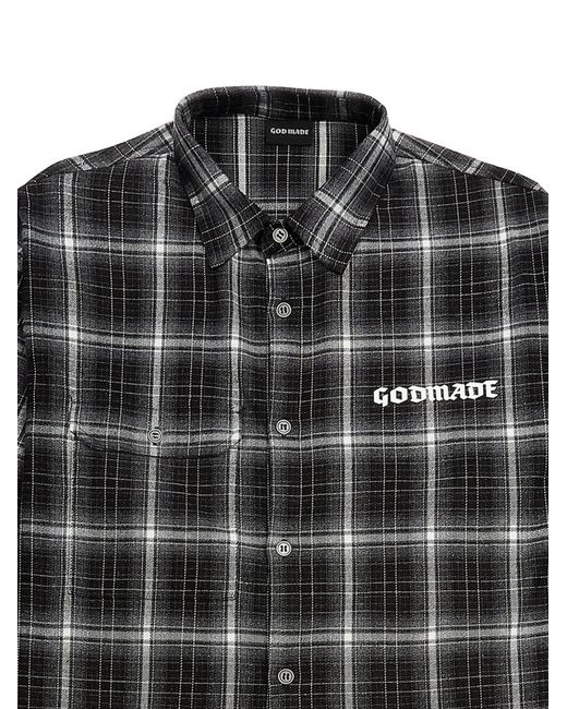 GODMADE Black Broken Script Checked Flannel Shirt for men