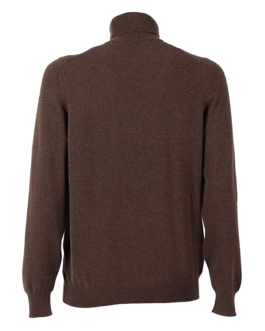 Fedeli Brown Turtleneck Sweater for men