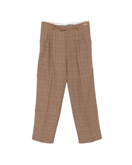 Drole de Monsieur White Check-Pattern Pleated Trousers for men