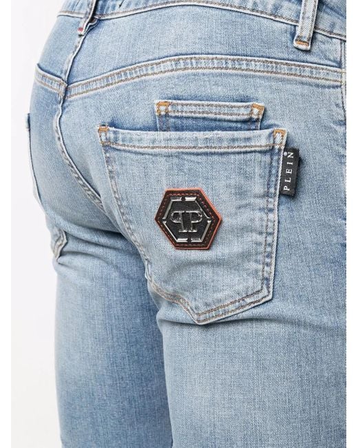 Philipp Plein Blue Low-Rise Skinny Jeans for men