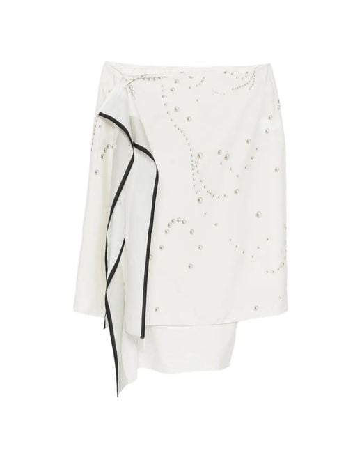 JNBY White Pearl-Print Wrap Skirt