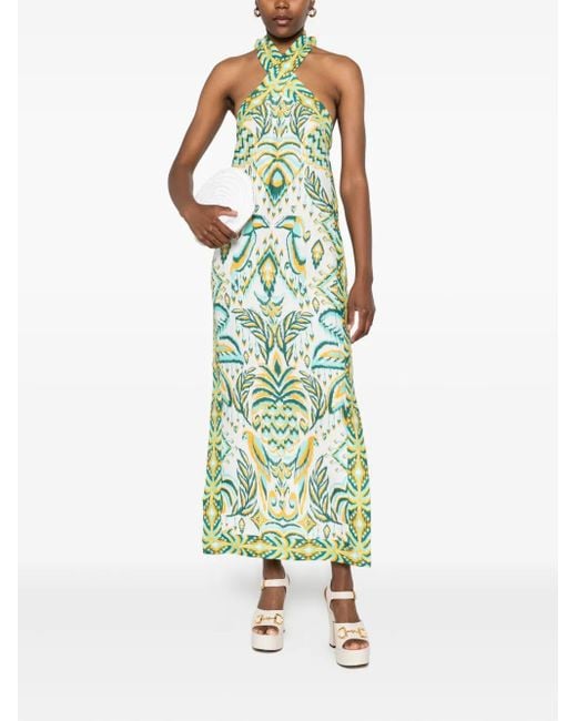 Farm Rio Green Tropical Tapestry Maxi Dress
