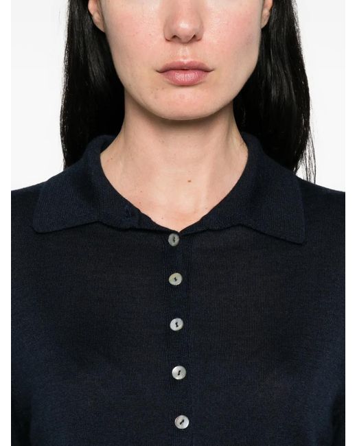 Be You Blue Polo Boutonné À Poche Poitrine