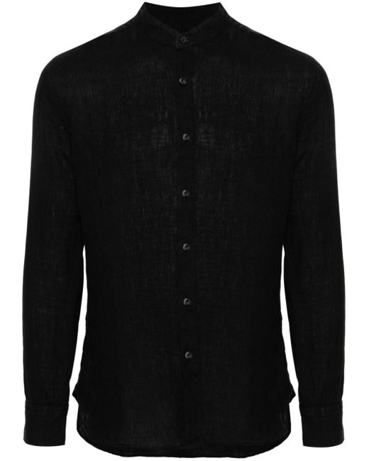 120% Lino Leinenhemd mit Stehkragen in Black für Herren