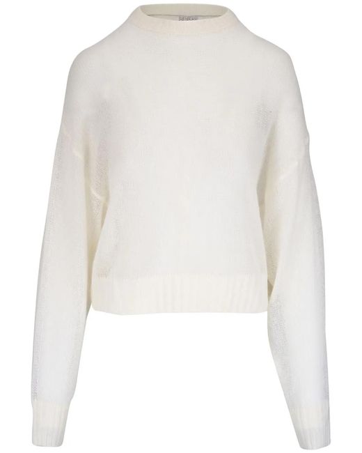 Brunello Cucinelli White Wool Crewneck Jumper