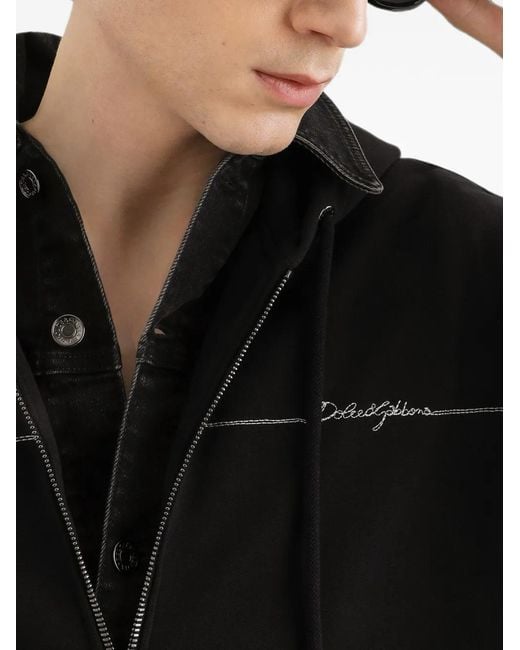 Dolce & Gabbana Black Cotton Hooded Sweatshirt for men