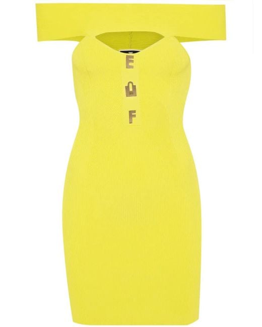 Robe Courte À Logo Elisabetta Franchi en coloris Yellow