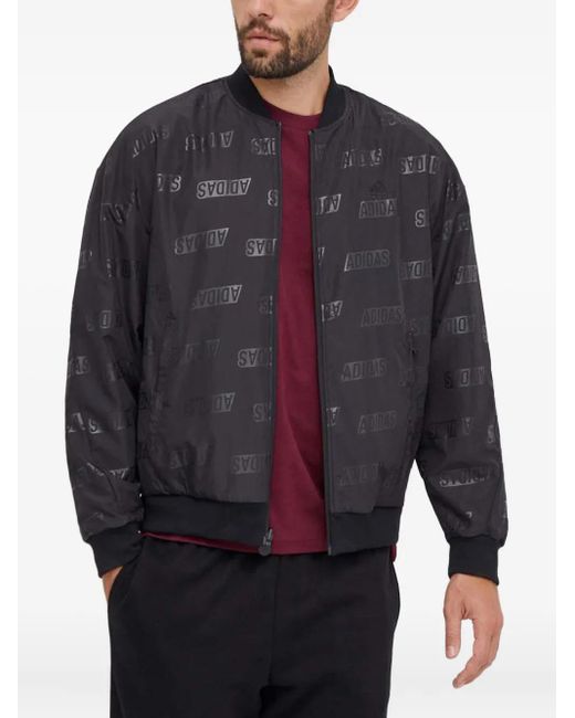 Adidas Blue Velour Reversible Bomber Jacket for men