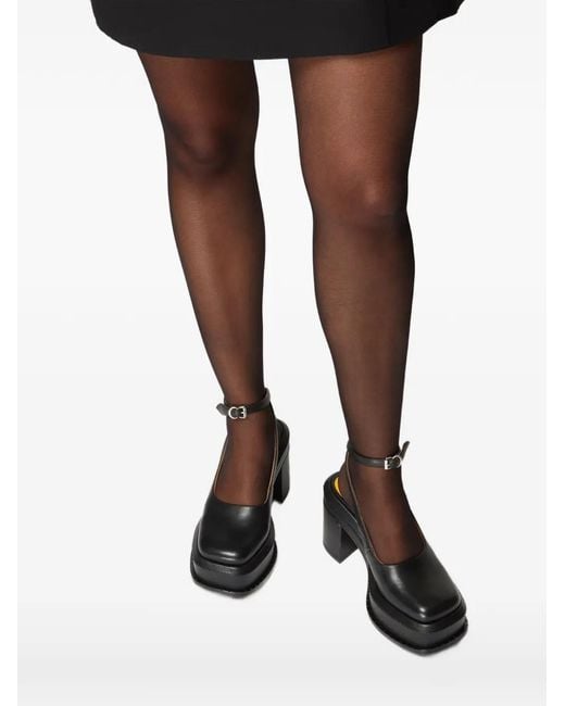 LILI CURIA Black Nico Platform Strap Heel Mules