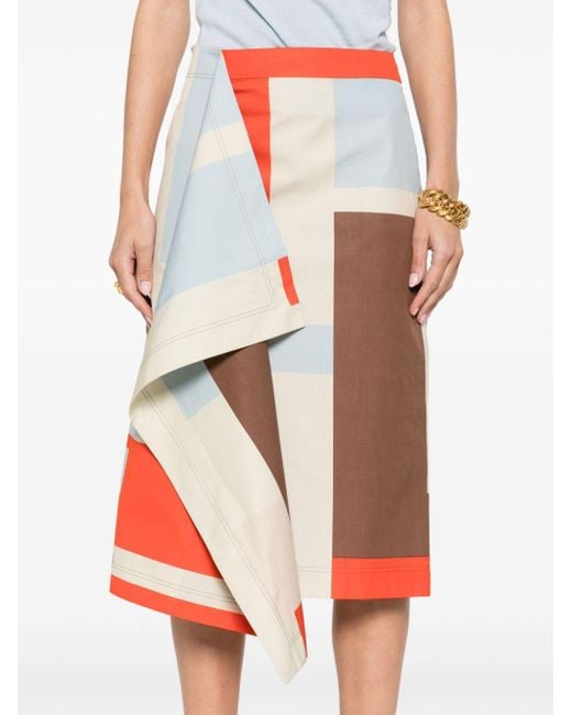 Falda midi con diseño colour block Fendi de color White