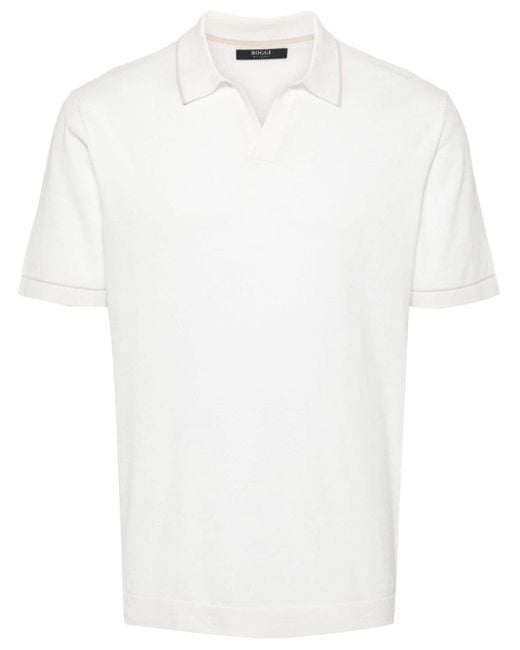 Boggi White Knitted Cotton Polo Shirt for men