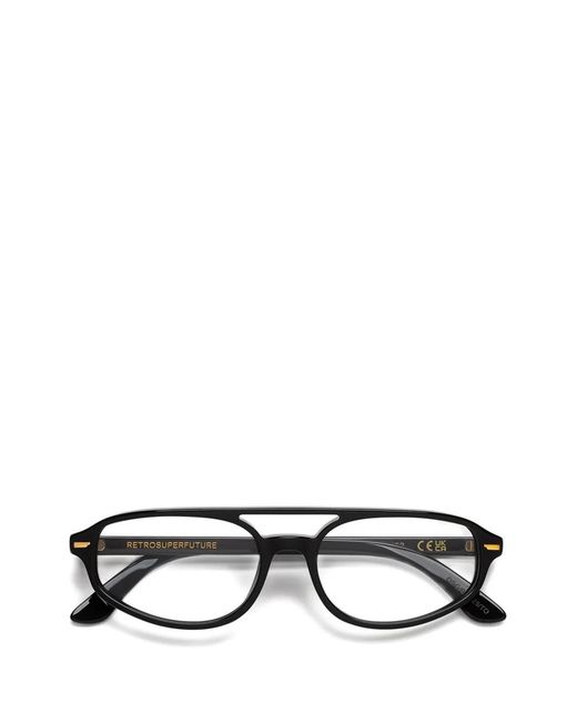 Retrosuperfuture Black Pilot-Frame Glasses