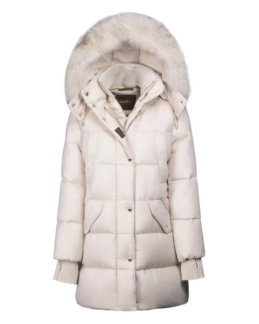 Moorer White Talassa Fur-Trimmed Quilted Jacket