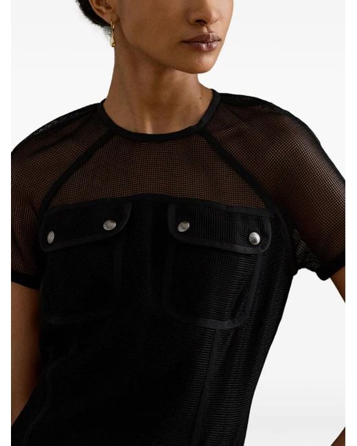Ralph Lauren Black Mesh-Overlay Pocket-Detail Mini Dress