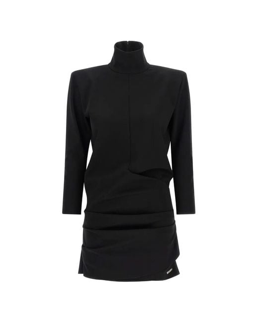 The Attico Black Cut-Ou Draped Mini Dress