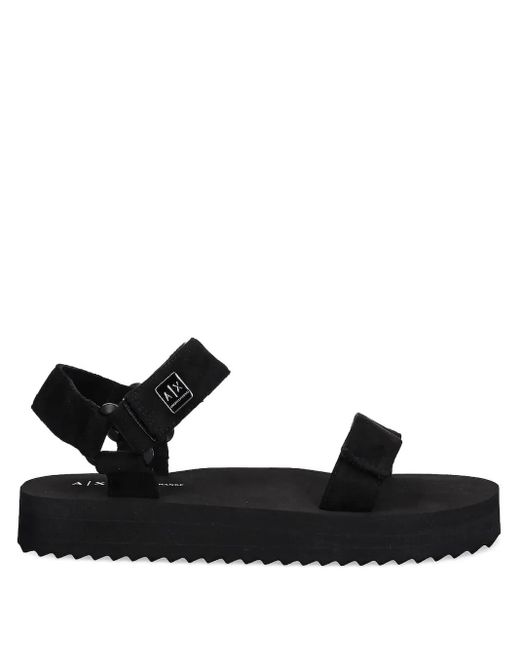 ARMANI EXCHANGE Black Touch-Strap Platform Sandals