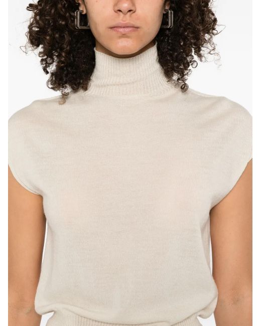 Rick Owens White High-Neck Sleeveless Top