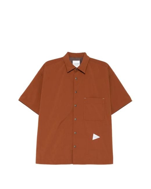 And Wander Brown Uv Cut Stretch Shirt for men