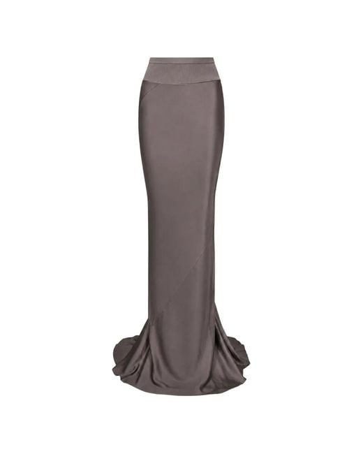 Rick Owens Brown Ribbed-Waistband Panelled Skirt