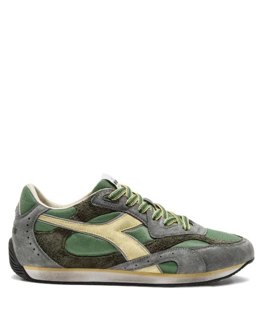 Diadora Green Suede Panelled Trainers