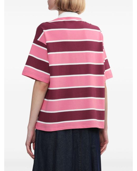 Chocoolate Pink Striped Cotton Polo Top