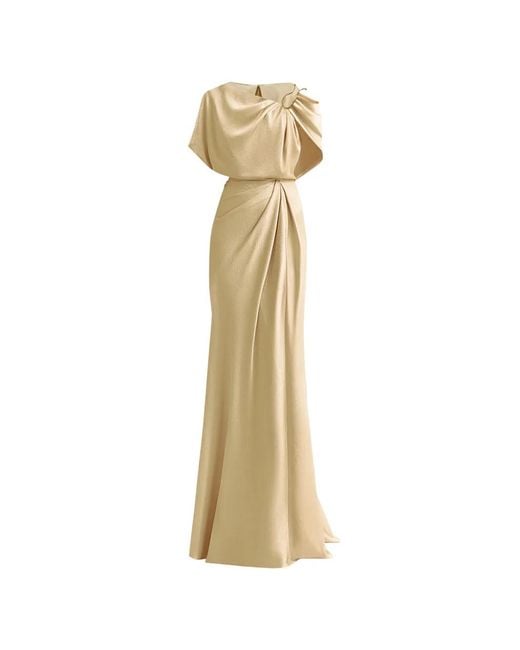 Gemy Maalouf Metallic Buckle Asymmetrical Draped Maxi Dress